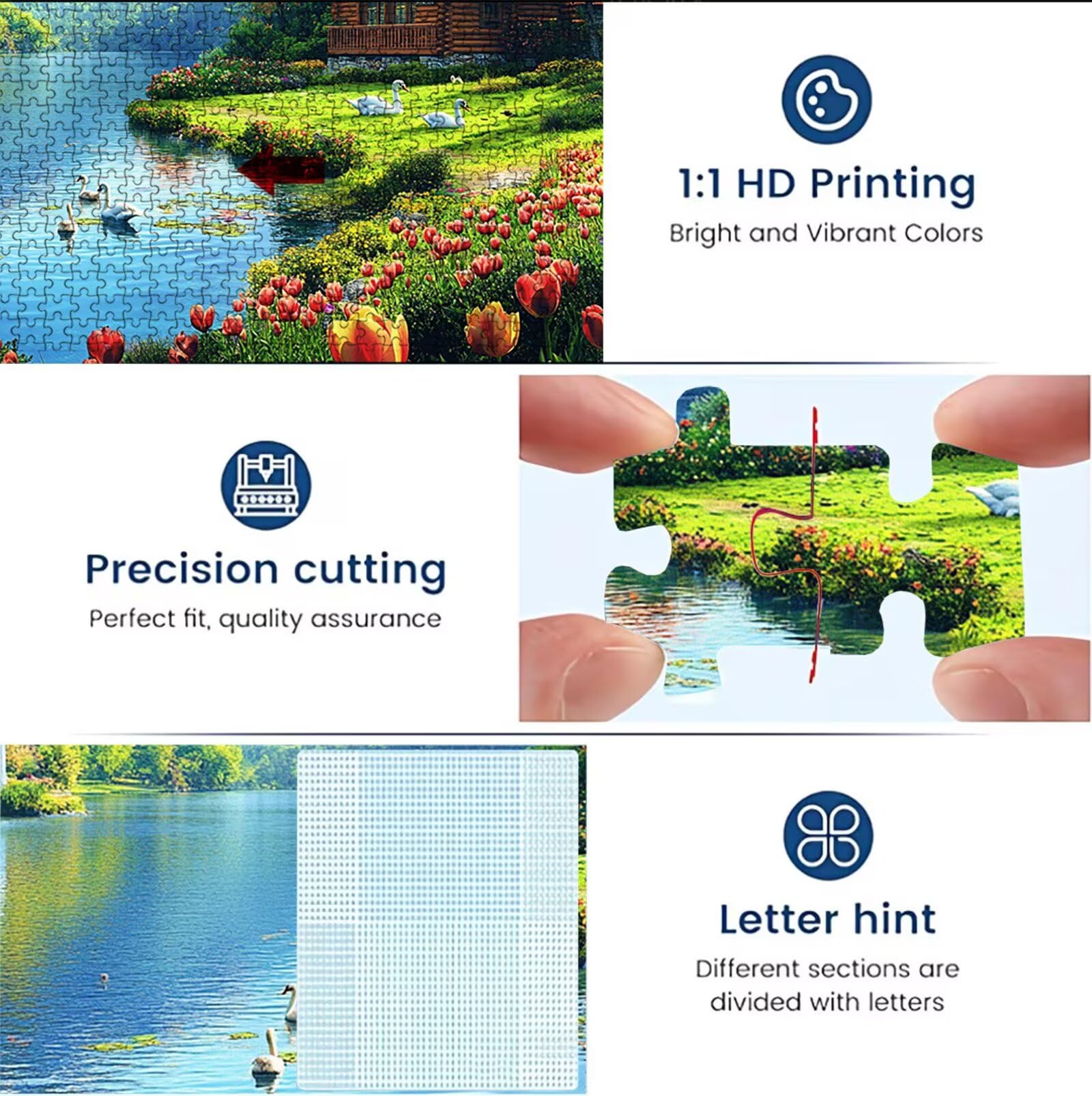 Puzzle lago Paesaggio(2), Puzzle Adulti 3000 pezzi, Puzzles Legno con Squisita Scatola di Imballaggio, Rompicapo per Esperti con Incastro Perfetto, Stampa Alta Definizione, Regalo per Adulti W3H-916