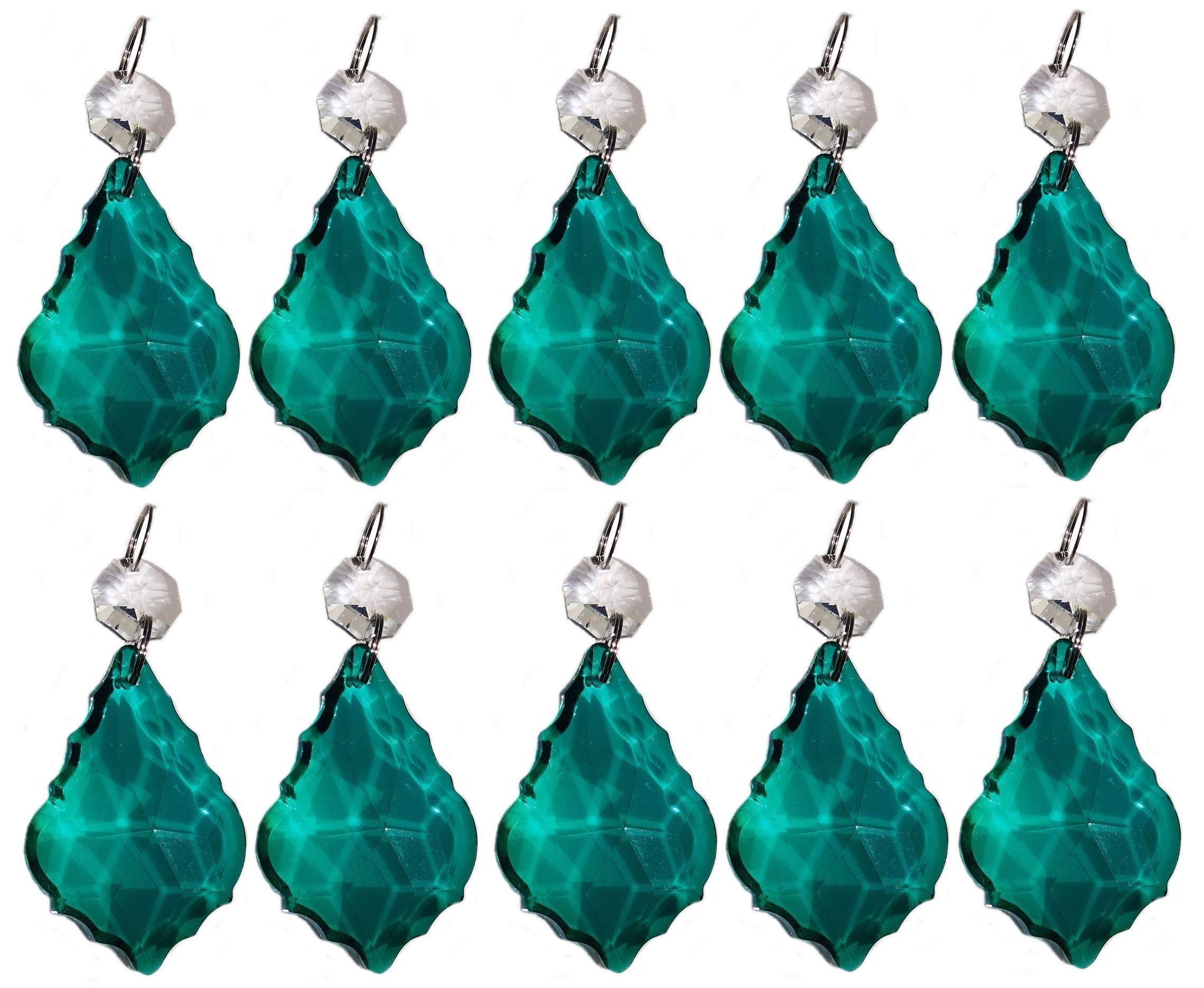 Décoration sapin de Noël vintage : lot de 10 perles de verre vertes pour lustre et mariage