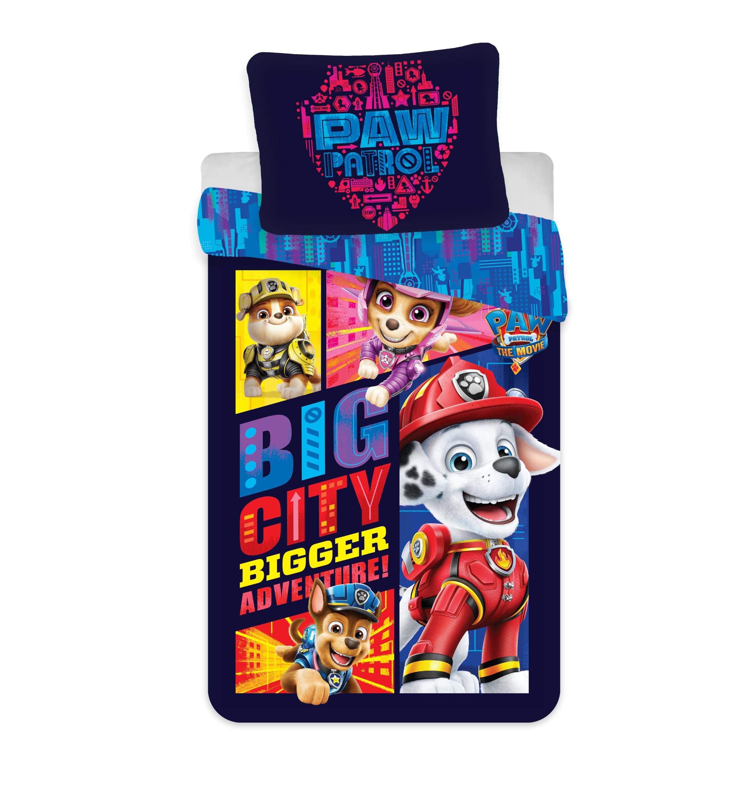 Paw Patrol Kids Bedding Set | Single Size Duvet Cover 140x200 cm + Pillowcase 50x70 cm, 100% Cotton | Soft Breathable Children’s Bed Linen Set | Paw Patrol Single Bed Set