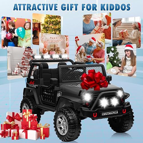 Miniatura 8 de Coche eléctrico de 24 V con 4 ruedas con control remoto, 2 plazas, motor de 400 W, 3 velocidades, música Bluetooth, luces LED, suspensión de