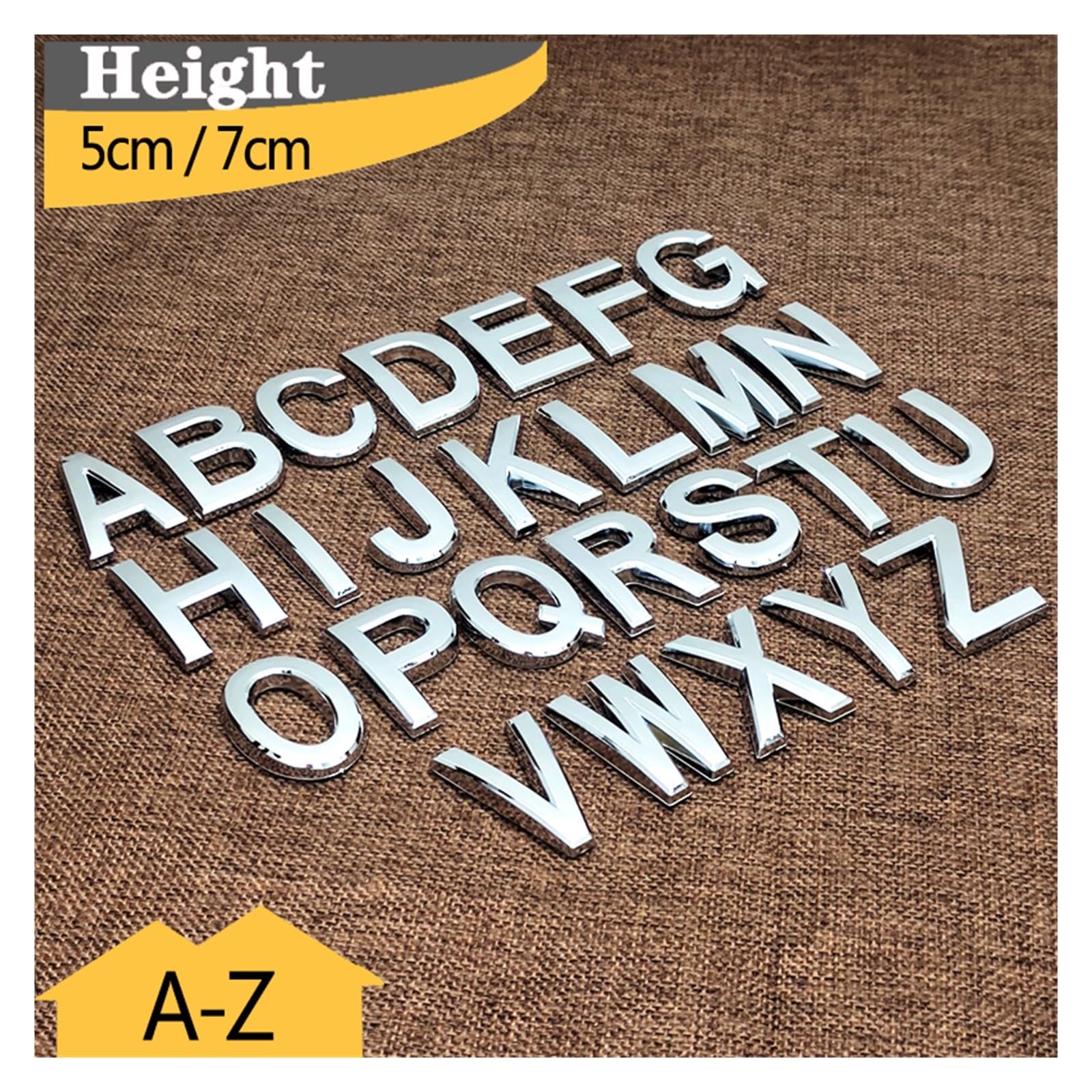 Juego De Pegatinas Con Números Casa AZ, 5cm/7cm, Placa Plateada, Dirección Puerta Del Hotel, Dígitos, Adhesiva, Señal Plástico ABS, 1(5CM)