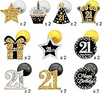 Vista 4 de 30 piezas de decoraciones de fiesta de cumpleaños 21, tarjetas decorativas para fiesta de cumpleaños 21 y remolinos colgantes para decoración