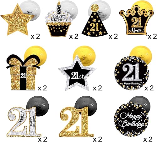 Miniatura 4 de 30 piezas de decoraciones de fiesta de cumpleaños 21, tarjetas decorativas para fiesta de cumpleaños 21 y remolinos colgantes para decoración de