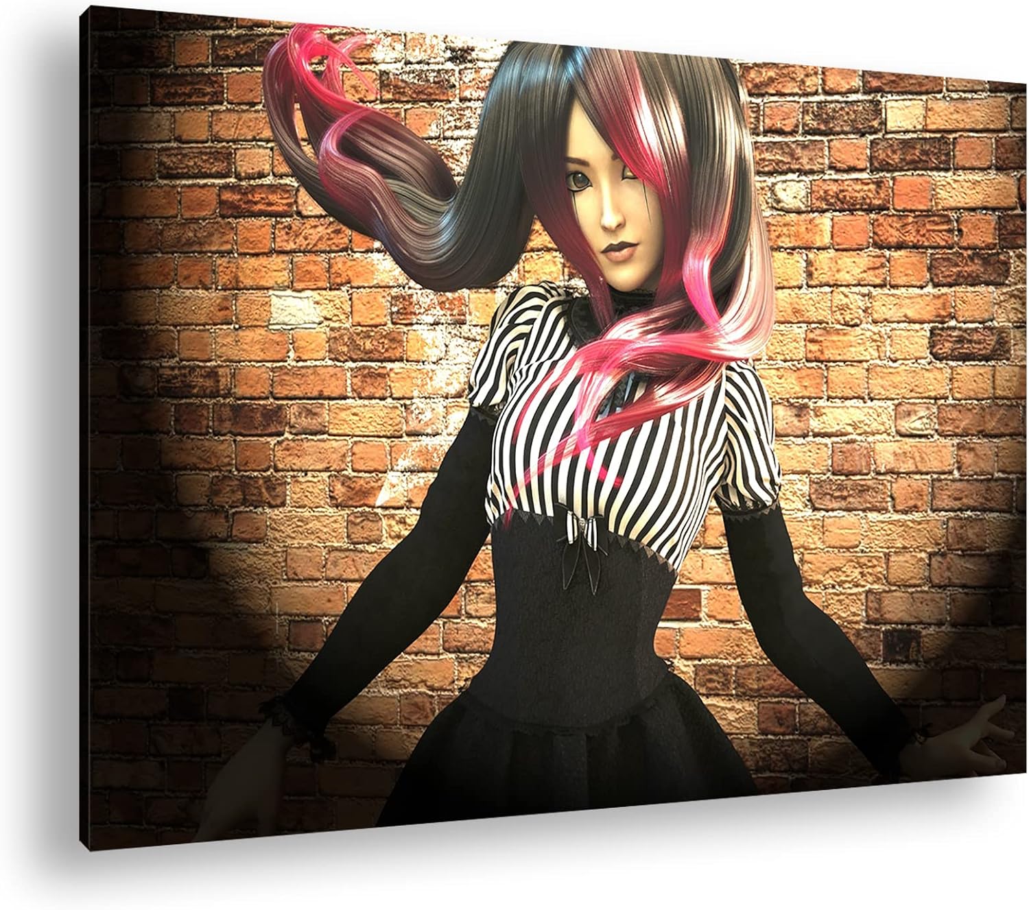 Canvas Picture Sexy Gothic Figure - Dark Seduction Format 70 x 50 cm XXL Art Print Picture on Wooden Frame/Wall Picture/Living Room Decoration