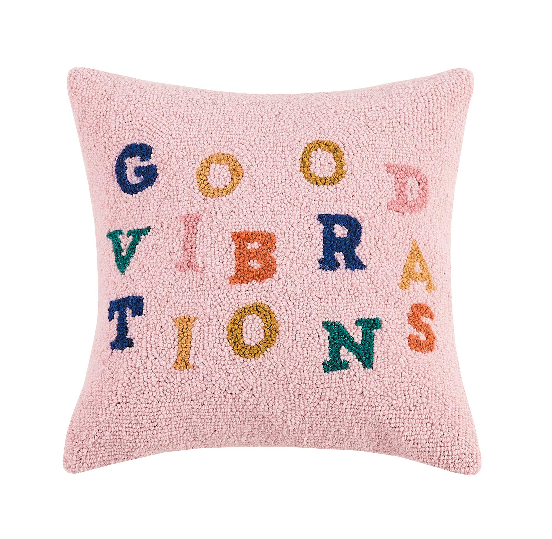 Peking Handicraft 30EO124CC16SQ Good Vibrations Hook Pillow, 16-inch Square