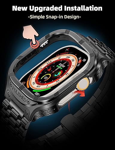 Miniatura 6 de Stainless Steel CaseBand Compatiable for Apple Watch Band 49mm 45mm 44mm 42mm-Rugged Metal iWatch Case and Strap for Men iWatch Band Series