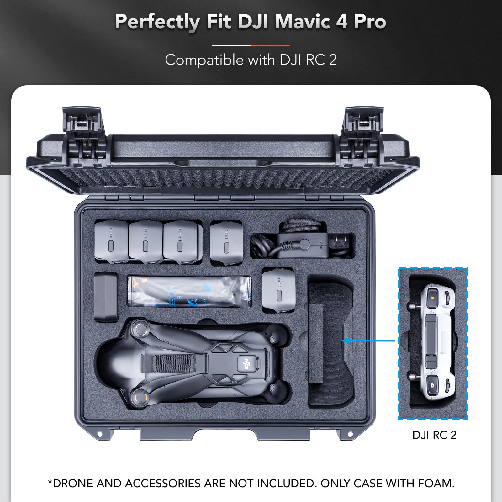 Lykus Titan M400 Custodia/Case/Valigia impermeabile per Mavic 4 Pro, RC Pro 2/DJI RC 2,Supporta 6 batterie e accessori in Fly More Combo/Creator Combo[SOLO CUSTODIA]