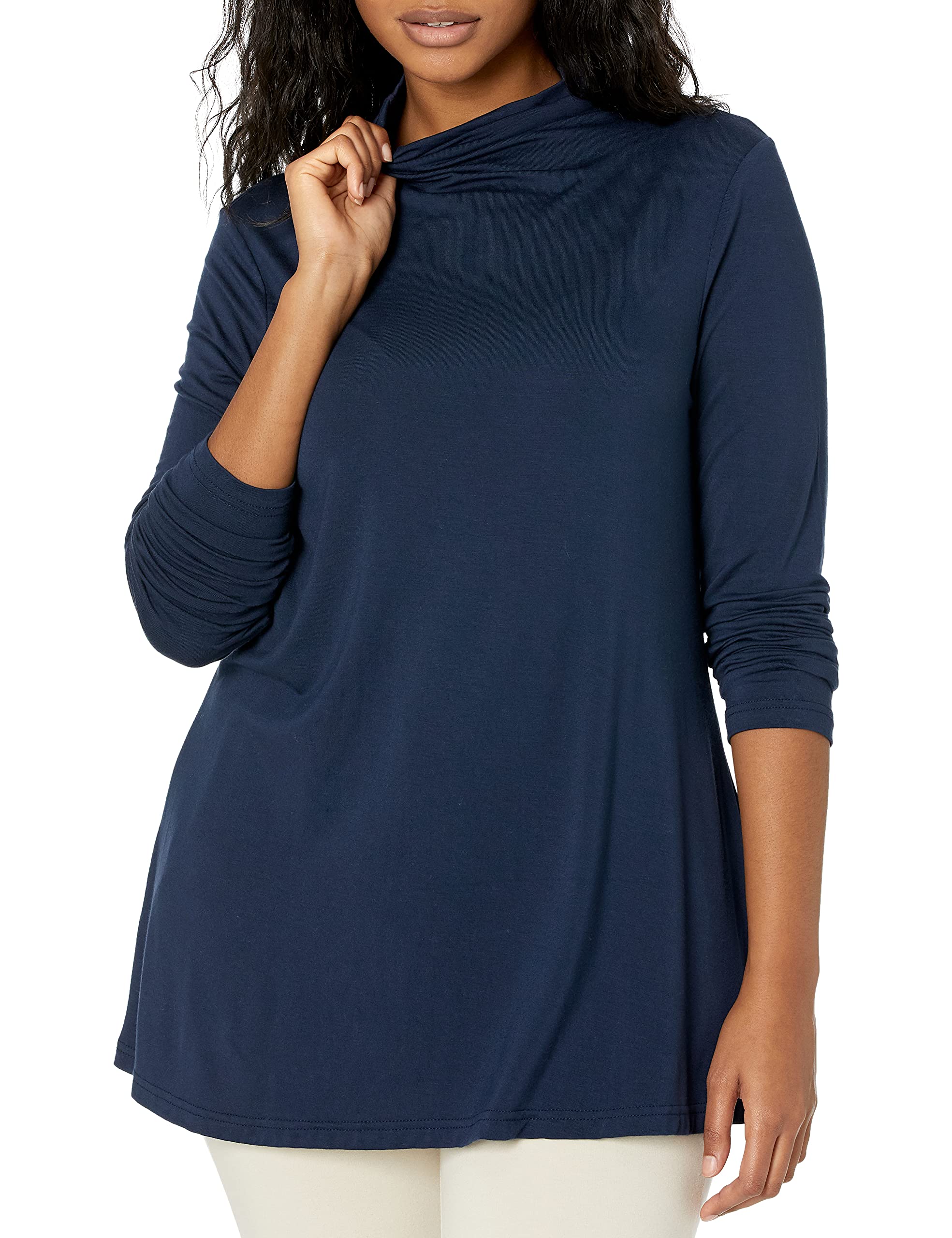 Amazon Essentials Women's Jersey Long-Sleeve Mock Neck Swing Tunic (Previously Daily Ritual)