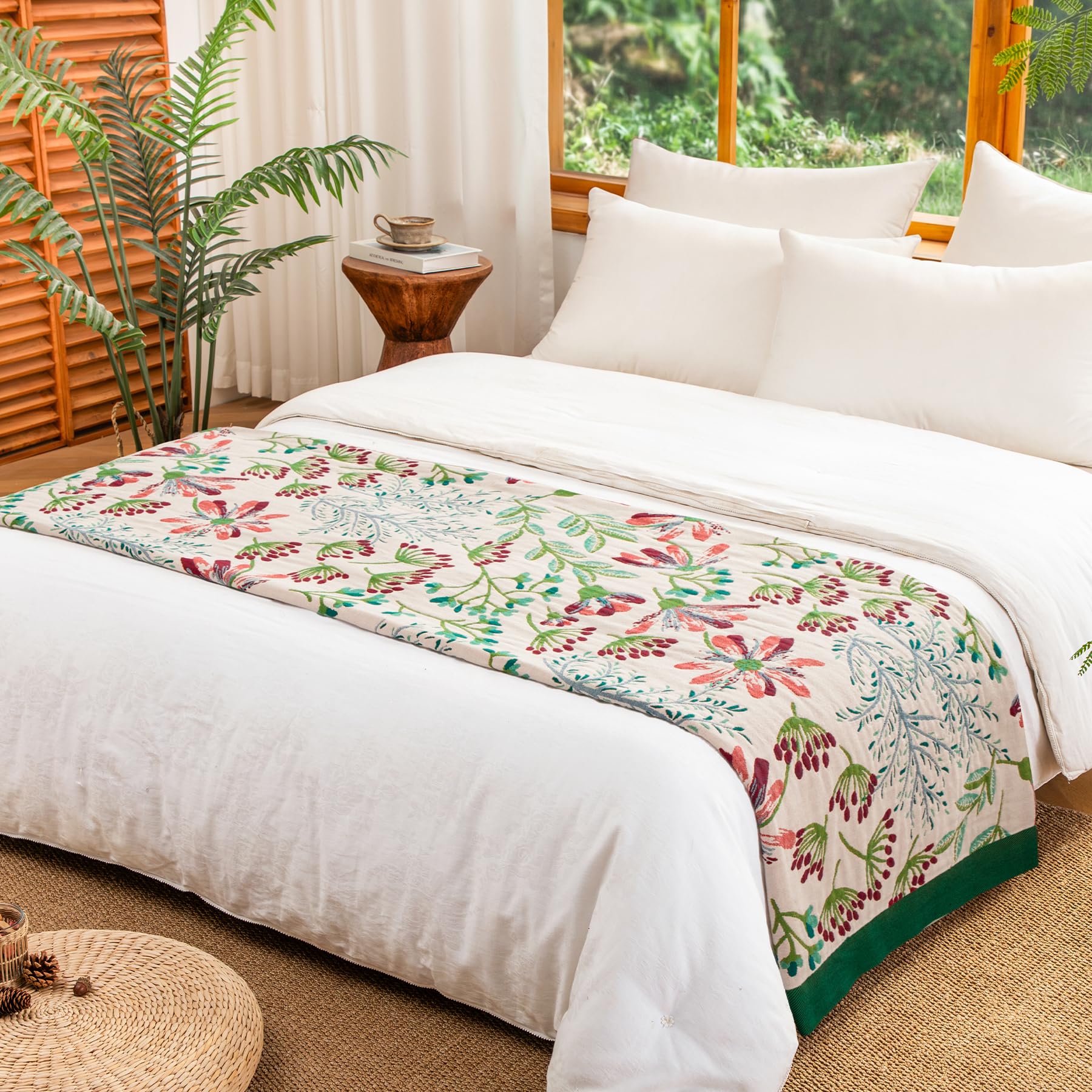 Premium Boho Tagesdecke 200x230cm, 100% Baumwolle Doppelseitige Musselin Decke, Kuschelige Sofadecke & Bettüberwurf, Atmungsaktiv für Wohnzimmer und Schlafzimmer