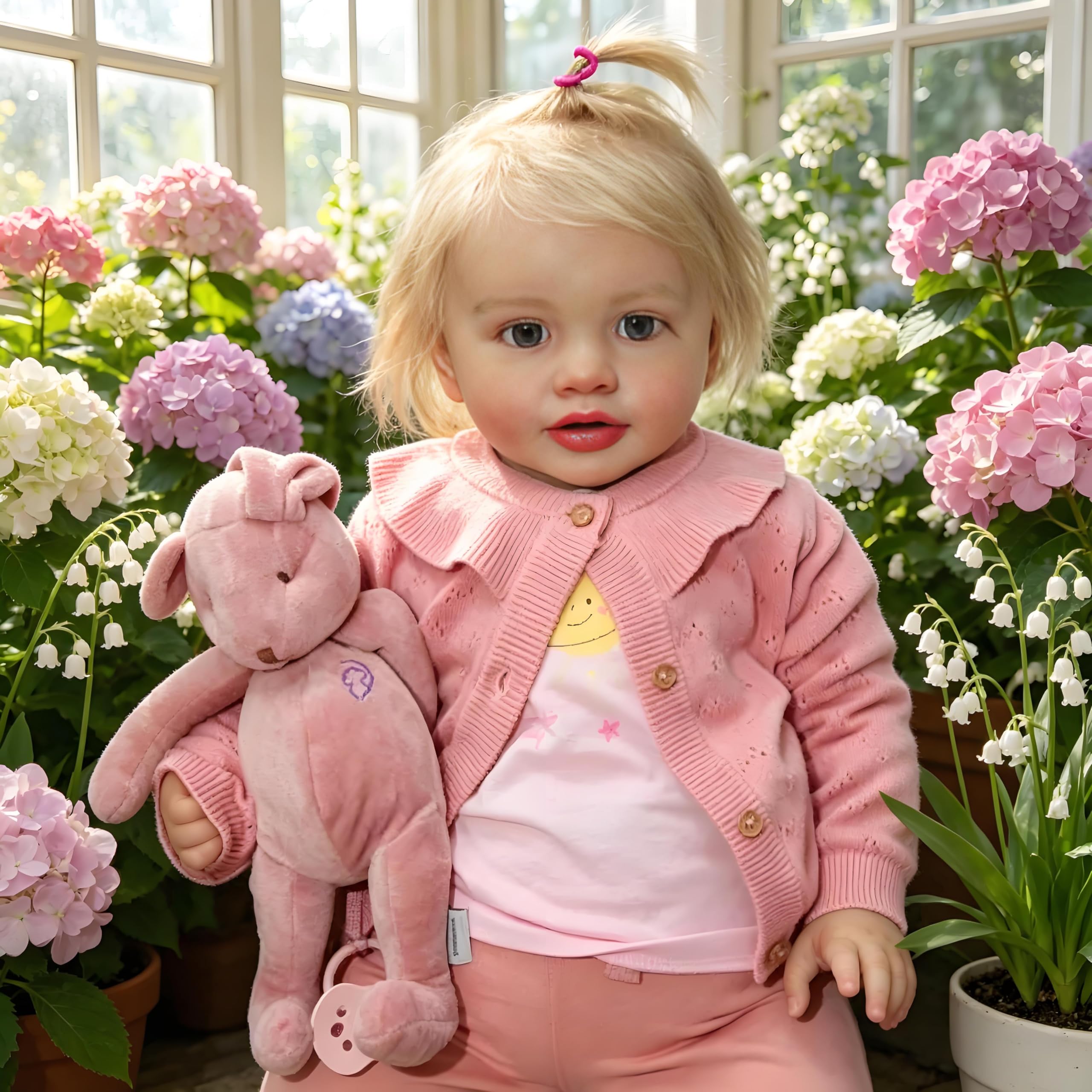 RXDOLL Reborn-Babypuppe, 66 cm, weicher Vinyl-Stoffkörper, lebensecht, für Neugeborene, Kleinkinder, handgewurzeltes blondes Haar, realistisches Spielzeug für Kinder ab 3 Jahren