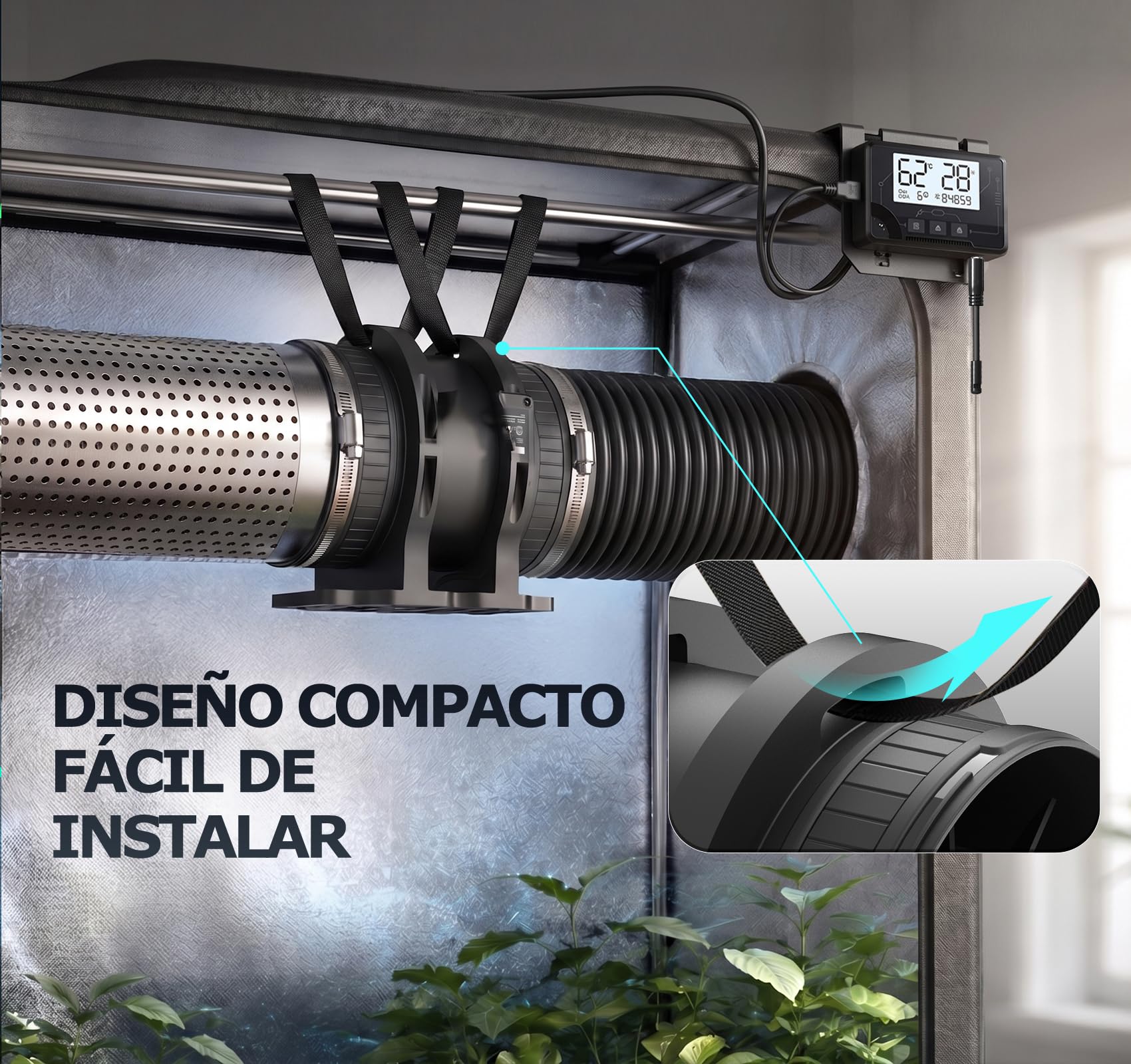 Extractor de Baño con Sensor de Humedad y Temperatura, Temporizador, Control Remoto, Ventilador Silencioso y Potente con Protección Sobrecalentamiento, Sótano, Taller (con Soporte)