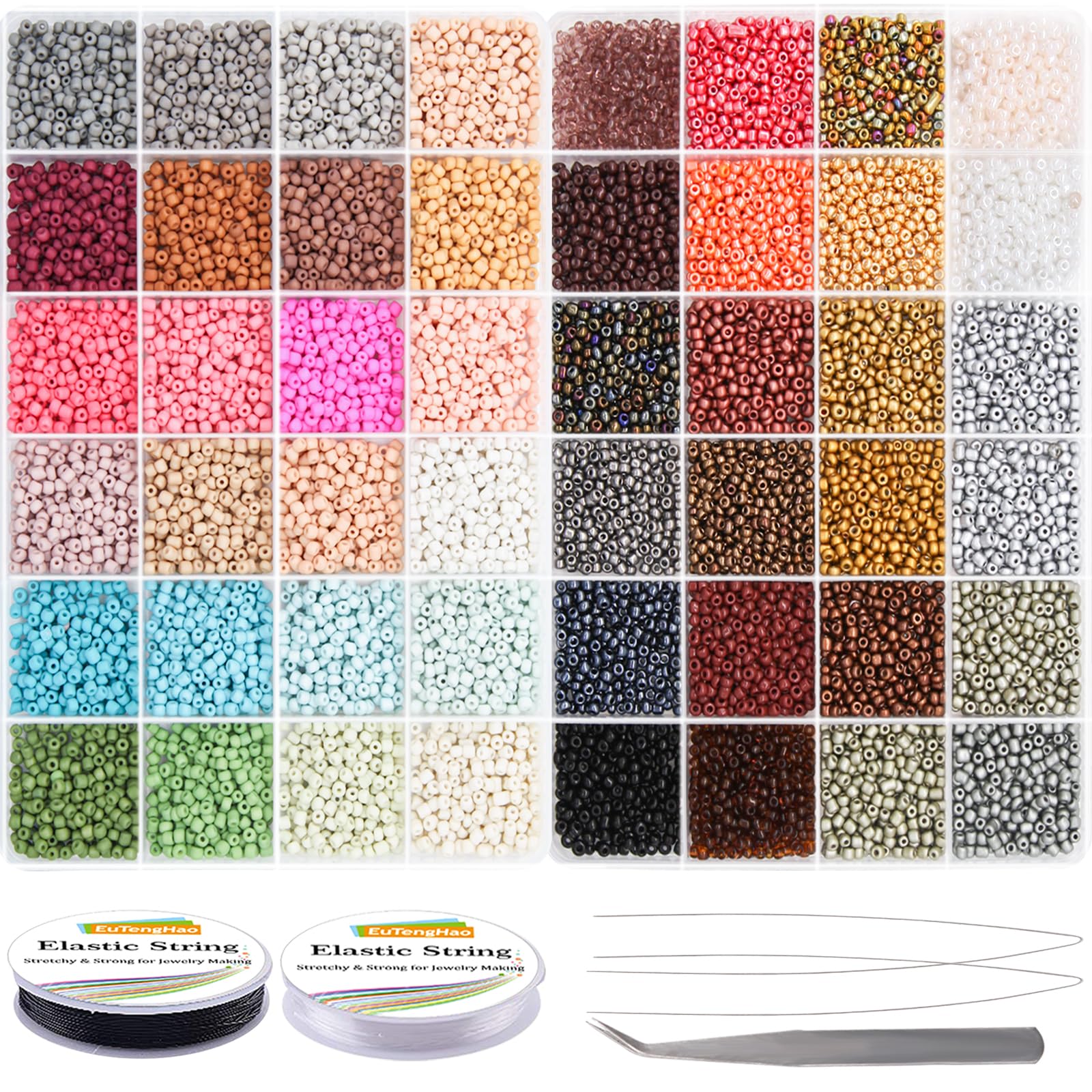 EuTengHao Perline Vetro 13200 Pezzi - 24 Colori 3mm - Per Braccialetti Fai Da Te E Gioielli - Foto 6