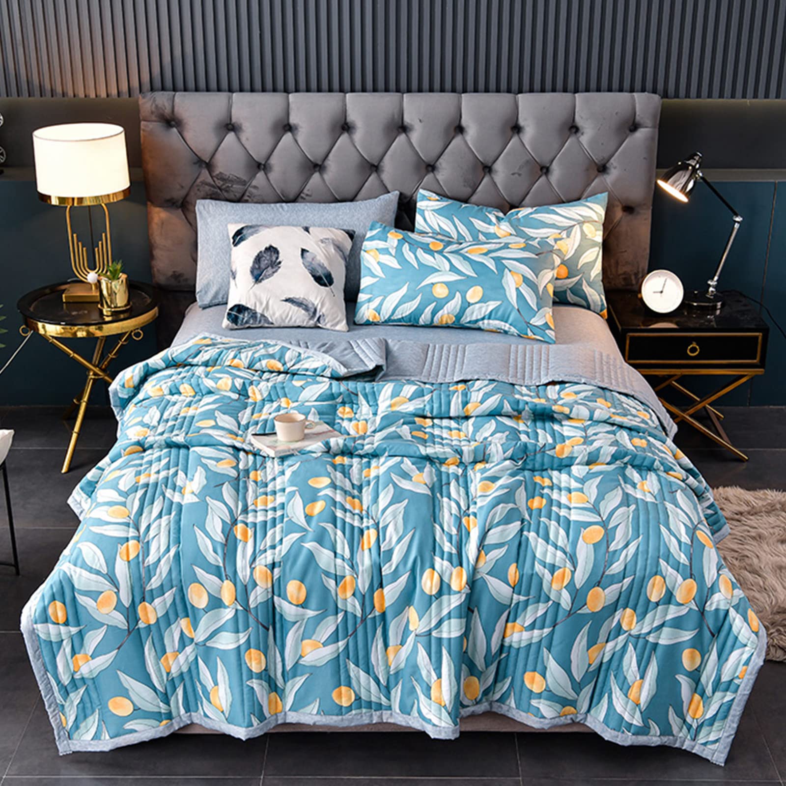 Chickwin-Shop Chickw11 Copriletti Trapuntati, Stampa Copriletto Trapuntato Reversibile Trapuntino Trapunta Coperta in Microfibra per Singolo Matrimoniale King (Girasole,100x150cm