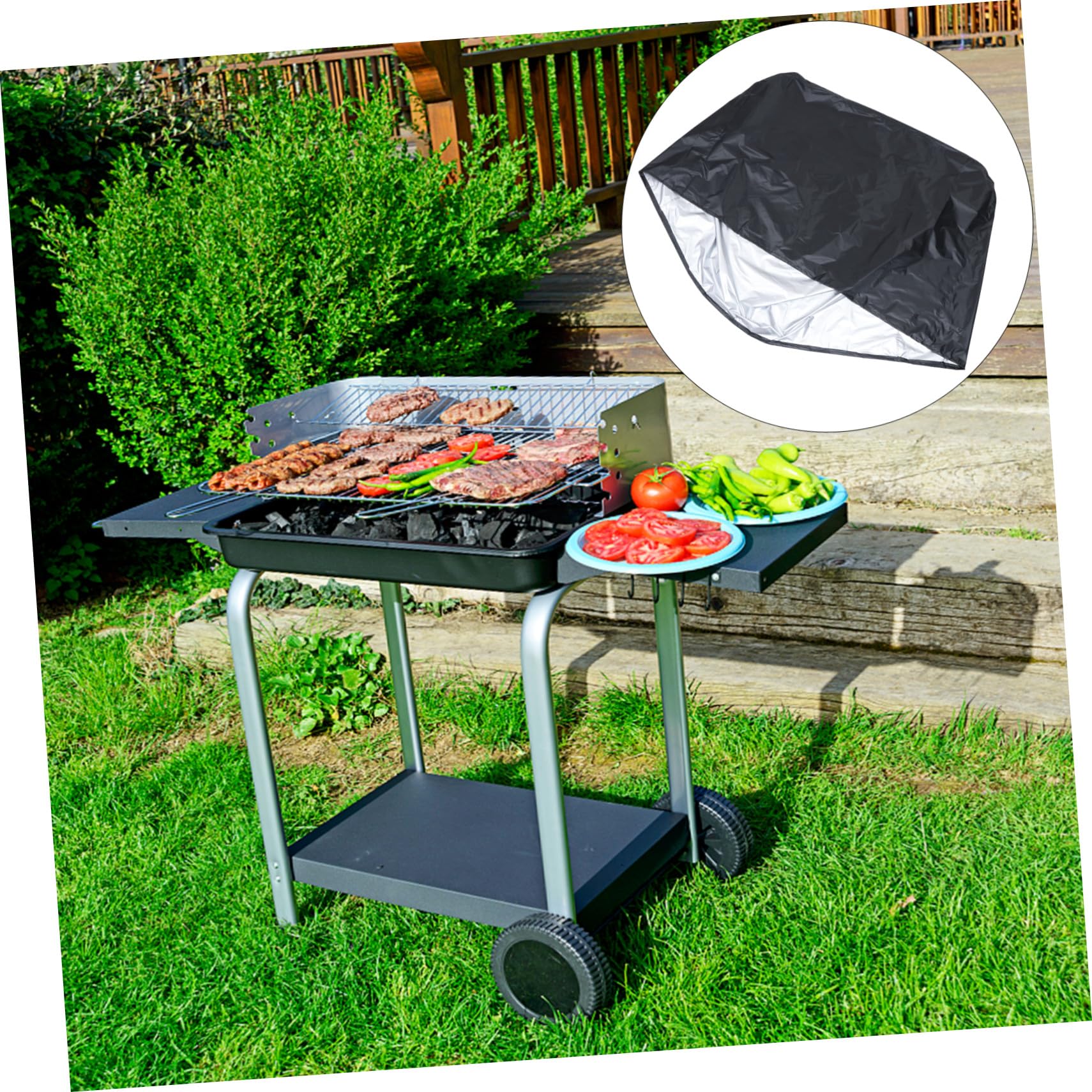 Didiseaon Copertura Protettiva per Barbecue Quadrata Realizzata in Poliestere Antistrappo per Esterni Protegge dal Pioggia e Vento