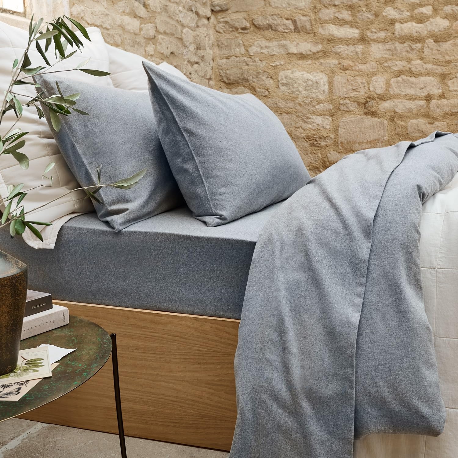 Christy Brushed Cotton Double Fitted Sheet | Warm Breathable Winter Bedding | 100% Brushed Cotton Flannel Bed Linen | Super Soft and Silky Finish | Silver Grey