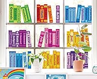 Vista 7 de Whaline 9 hojas coloridas de manzanas para ventana, calcomanías de doble cara para ventana de regreso a la escuela, calcomanías de acuarela