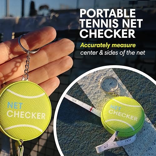 Miniatura 2 de Mini cinta métrica y llavero de altura de red de tenis, cinta métrica flexible portátil de 59 pulgadas para medir la altura de la red de tenis
