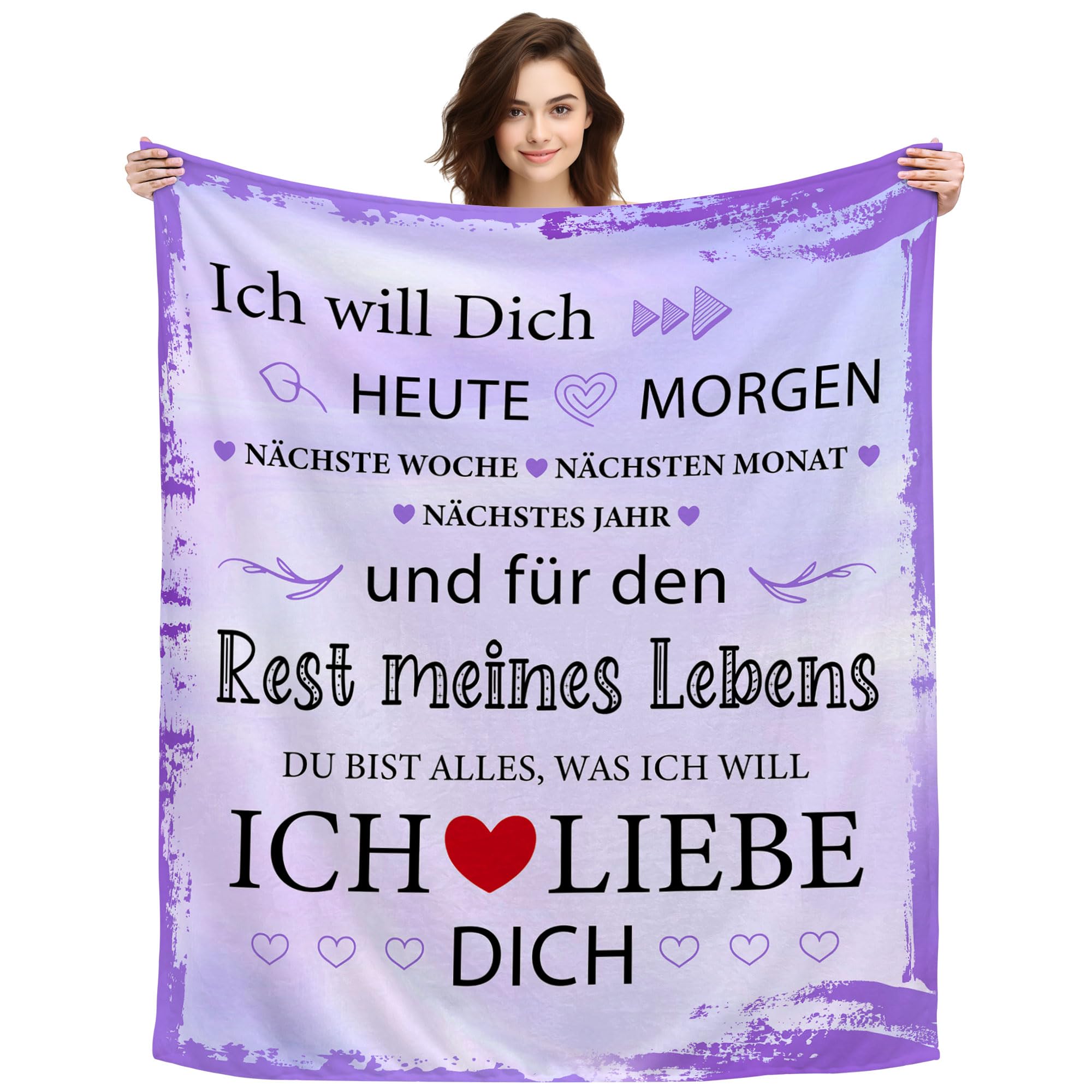 ACAROMAY Valentinstag-Jubiläumsdecke für Sie und Ihn Romantisches „Ich Liebe Dich“ Geschenk für Frauen Männer Paare Ehefrau Ehemann Kuscheldecke 150 x 130 cm (Ich Liebe Dich)