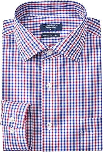 Year In Year Out Camisa de vestir sin arrugas para hombre, ajuste regular, manga larga, resistente a las arrugas