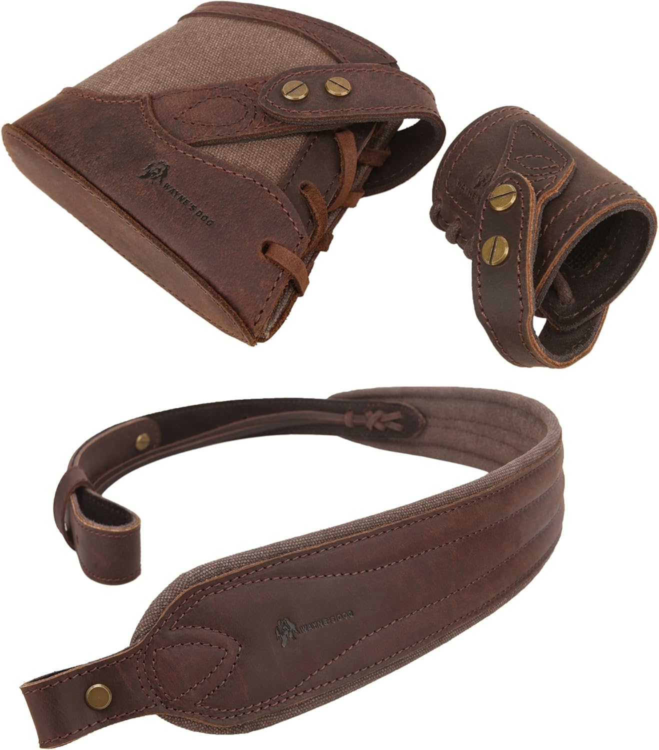 WAYNE'S DOG No Drill Canvas Leather Slip-On Recoil Pad with Sling