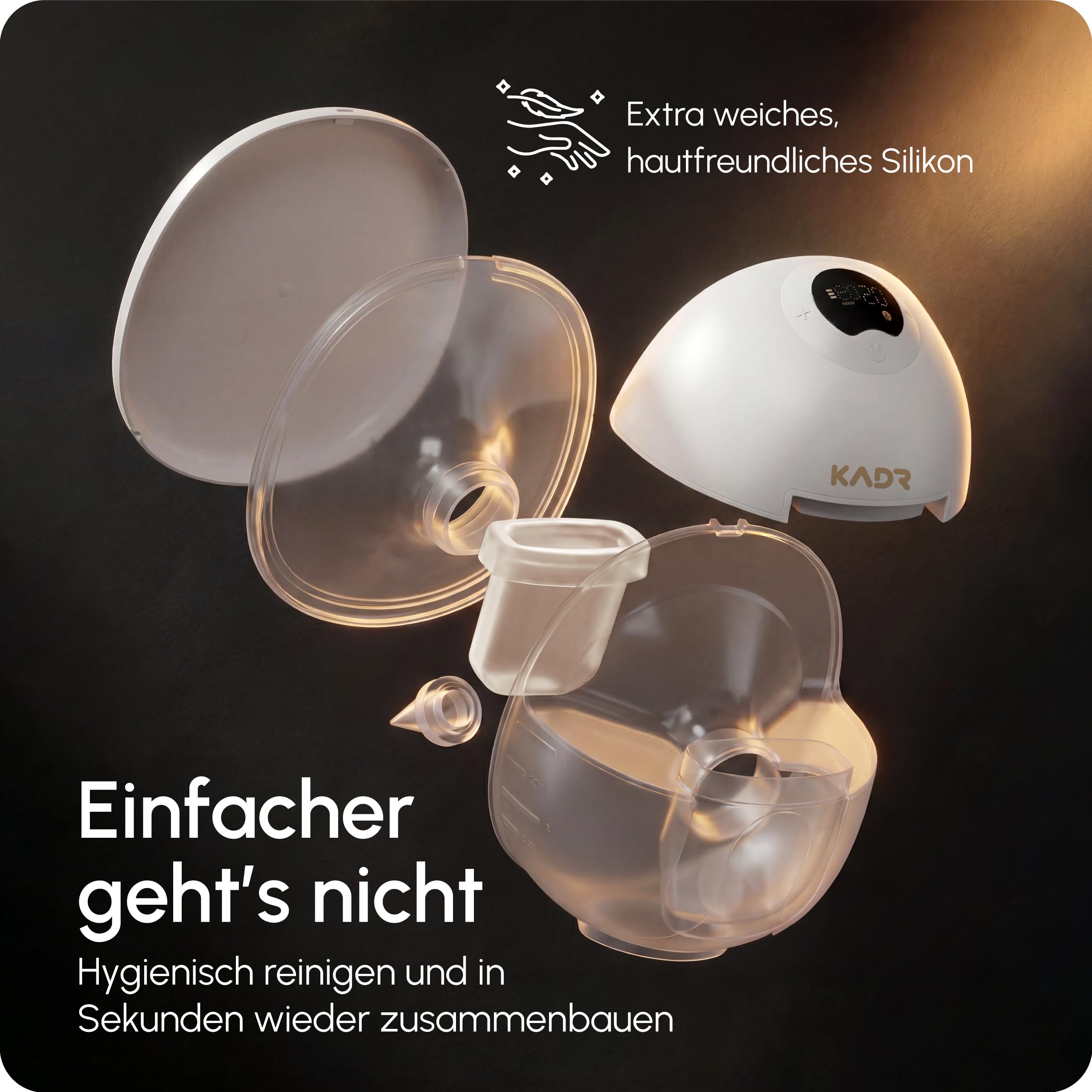 KADR Milchpumpe inkl. Milchbeutel elektrisch tragbar S39, Elektrische Milchpumpe freihändig 4 Modi 12 Stufen mit 17/19/21mm Flansch, mit Zubehör Weiss (2 Stück, Doppelpumpe) (1 Stück, Einzelpumpe)