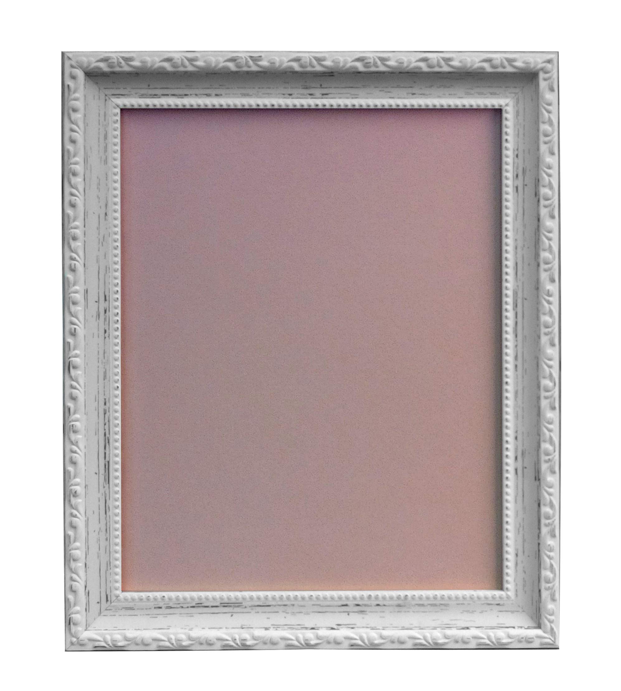 Shabby Chic Distressed White Photo Frame with Pink Backing Board 45 x 30 cm โ image 1