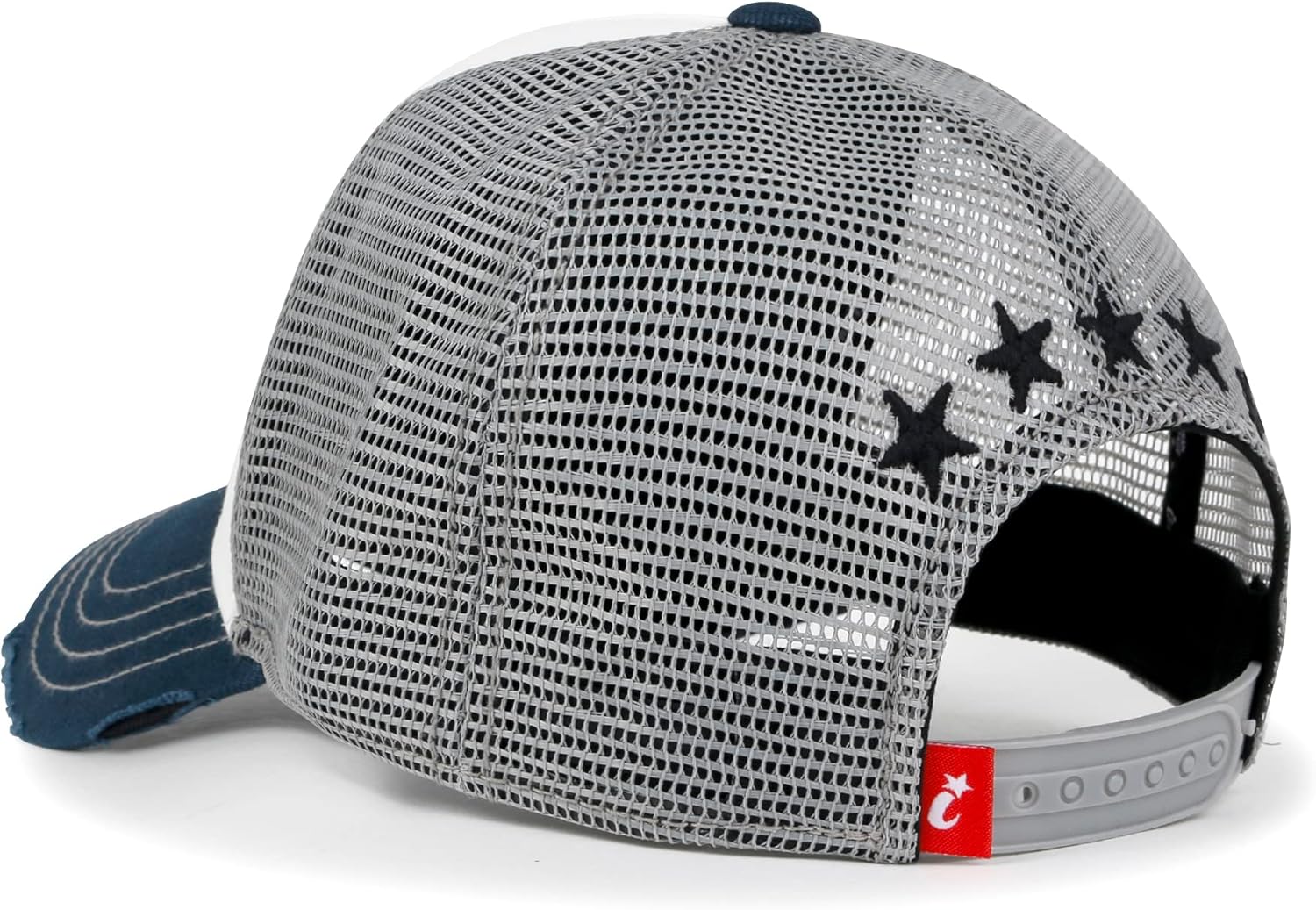 ililily Star Embroidery Black White Trucker Hat Cotton Baseball Cap