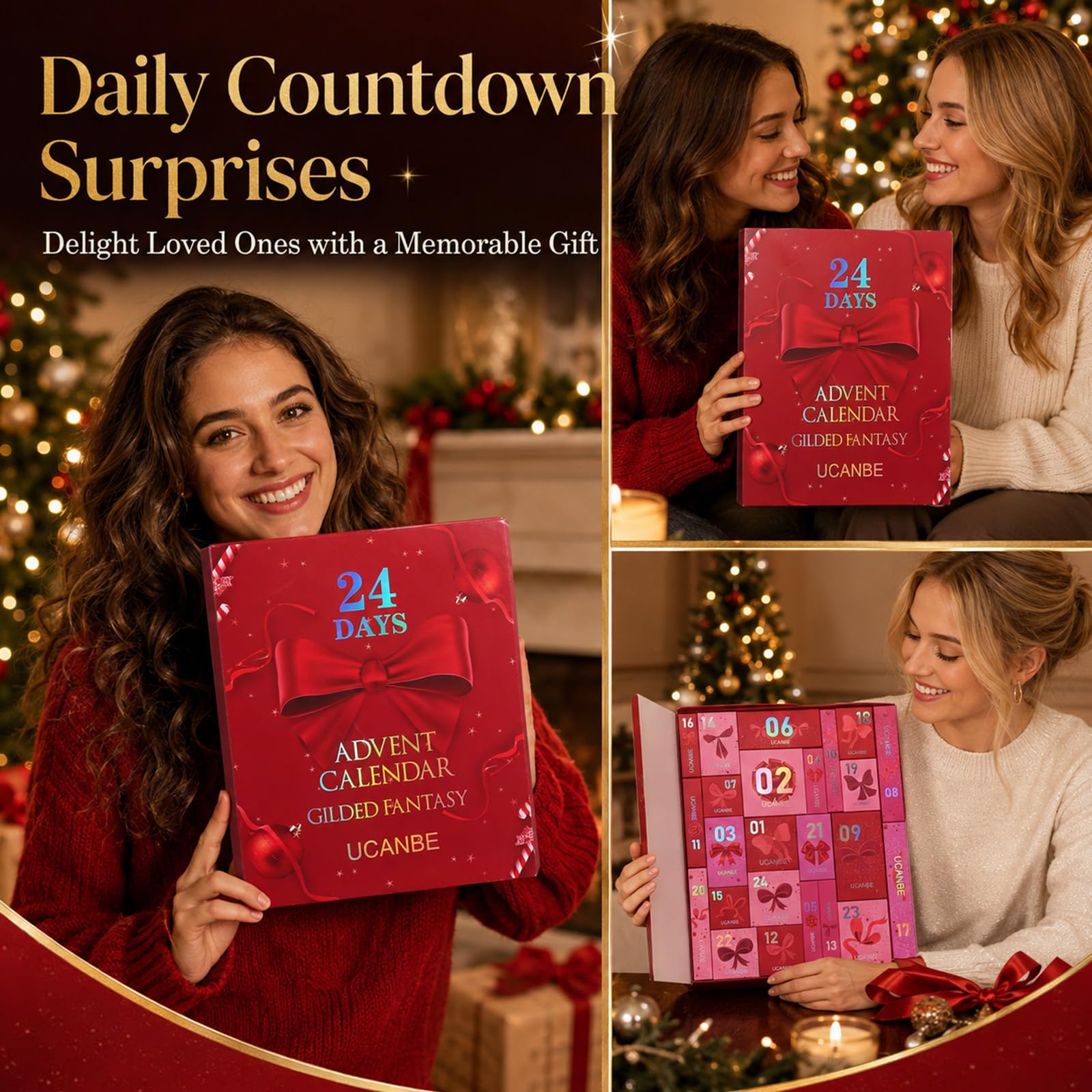 Calendario dell'Avvento del trucco 2026, set regalo di Natale da 24 pezzi, calendario del conto alla rovescia di Natale 2026, set regalo a sorpresa per donne, adolescenti e ragazze