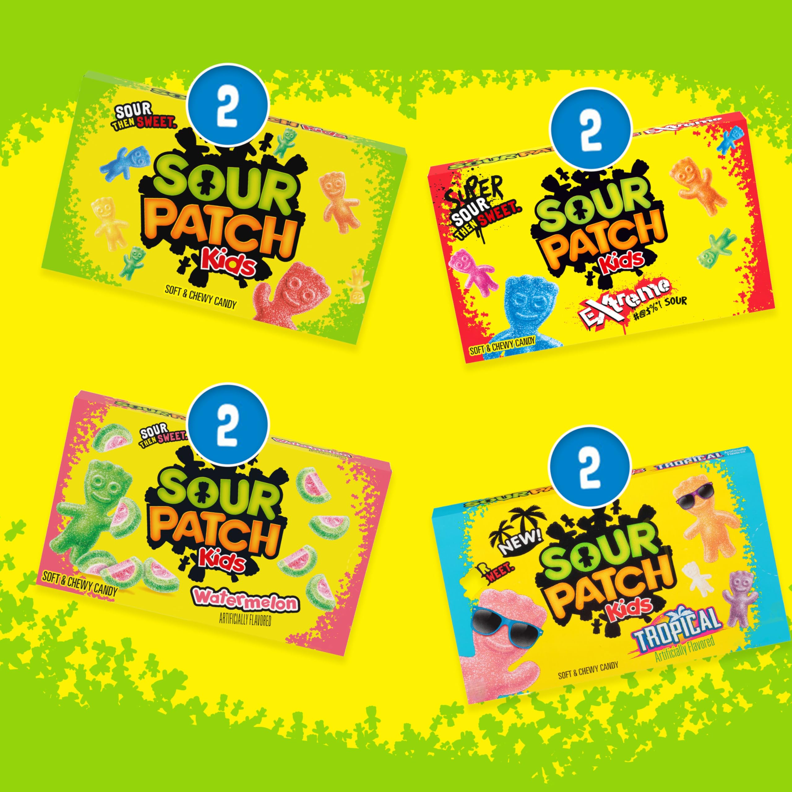 SOUR PATCH KIDS Confezione regalo di caramelle gommose morbide e gommose, confezione regalo, 8 ct | 8 scatole singole da 99,2 g, caramelle sfuse