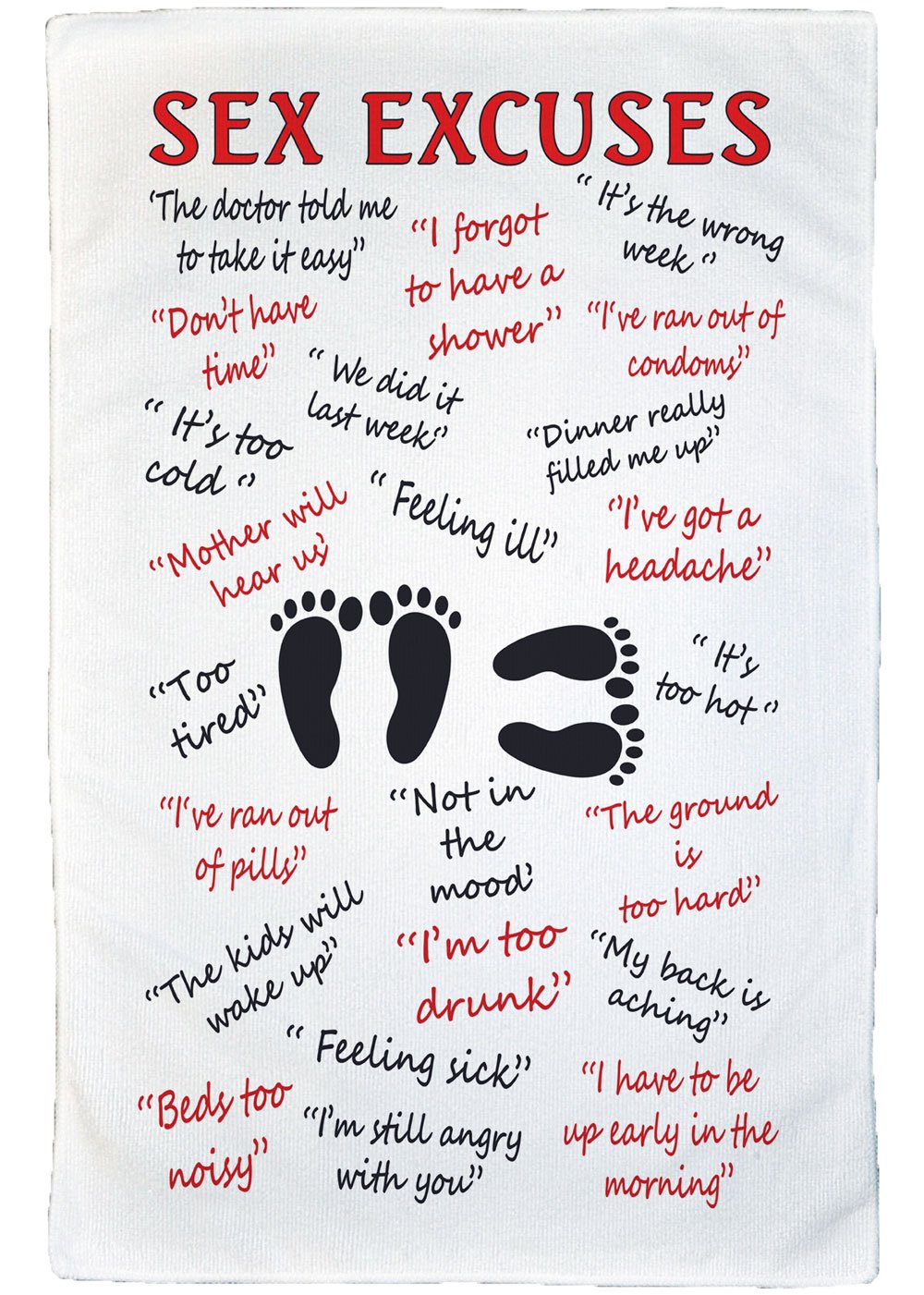 Personalised4u Sex Excuses Microfibre Tea Towel