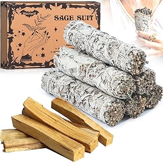 BBLTIFF 12 Stück Räucherset, 6 Stück Weißer Salbei und 6 Stück Palo Santo, Salbei Räuchern, Weißer Salbei zum Räuchern, Id...