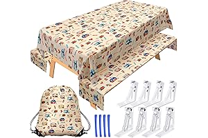 Tudomro Reusable Picnic Tablecloth with Bench Covers