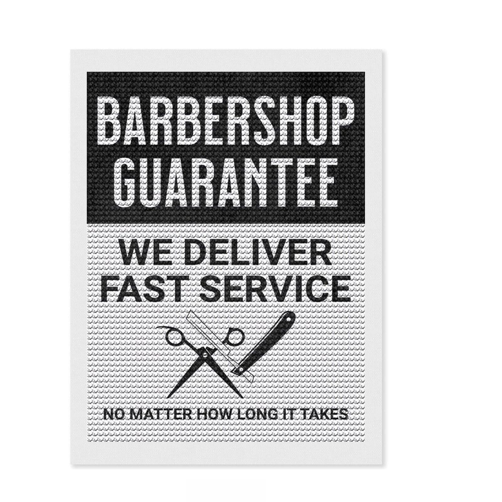 Junmoney Barbershop Fast White Full Drill Diamond Painting Kit 12"x16", Boho Decor, for Family Craft Time, Mindful Craft Activity, Gift Idea