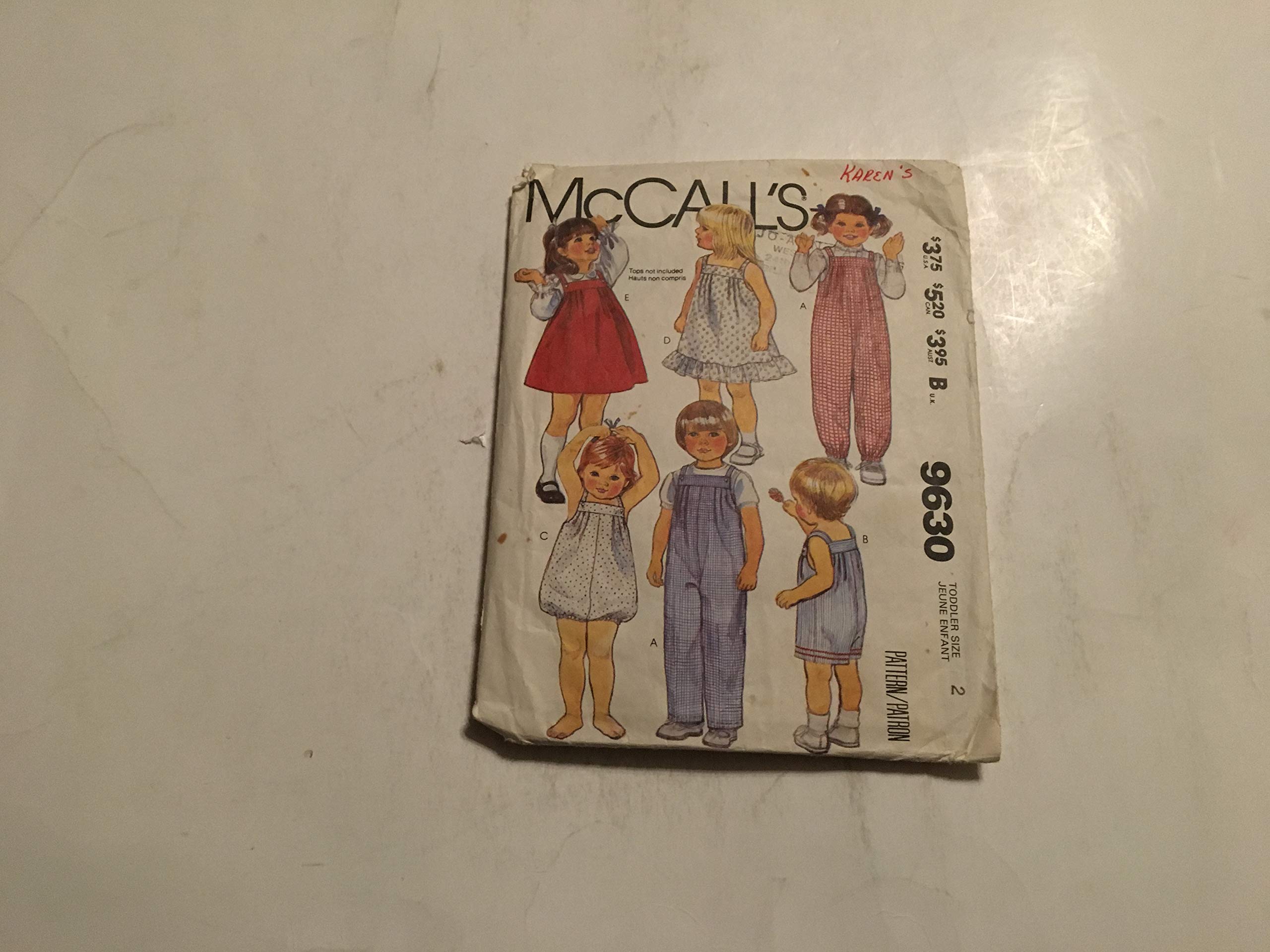 Toddlers Overalls Romper and Jumper OR SINDRESS Pattern Set