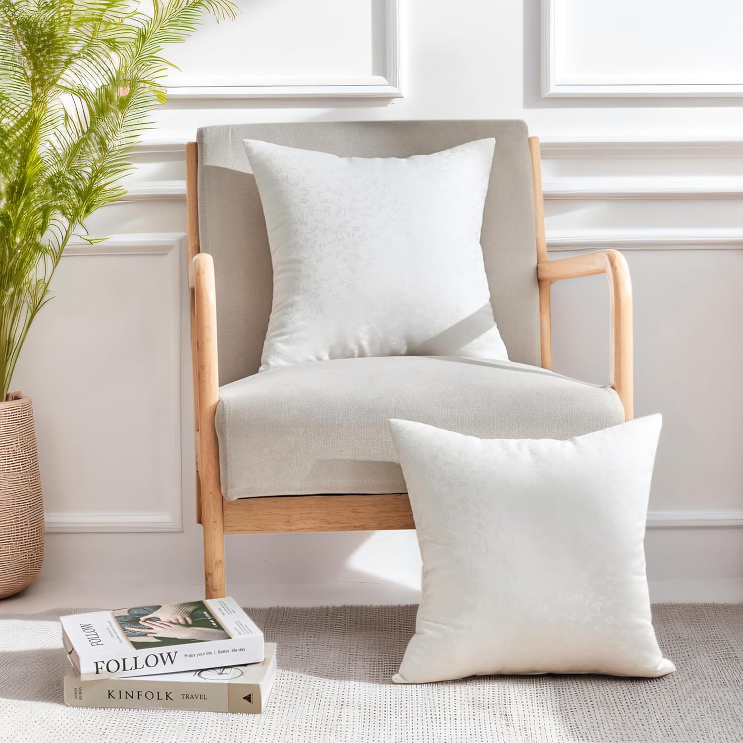 20x20 Pillow Inserts - Set of 4 Premium Throw Pillow Inserts, 20 x 20 Inch, Soft & Supportive, Filled with Durable Polyester Fiberfill, Easy Care, White, Multipurpose