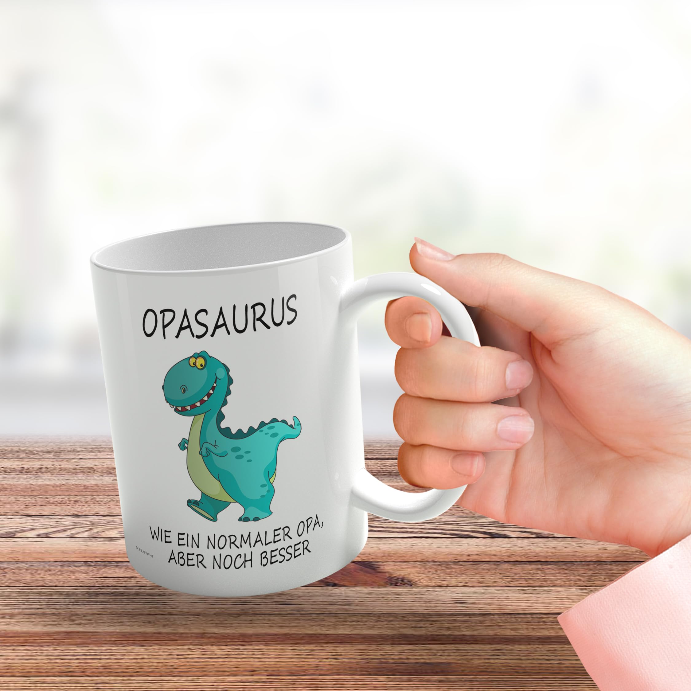 Personalisiert Opasaurus Tasse – Opa-Geschenk Mit Dino-Design, 320 Ml, Spülmaschinenfest – Für Vatertag, Geburtstag & Weihnachten