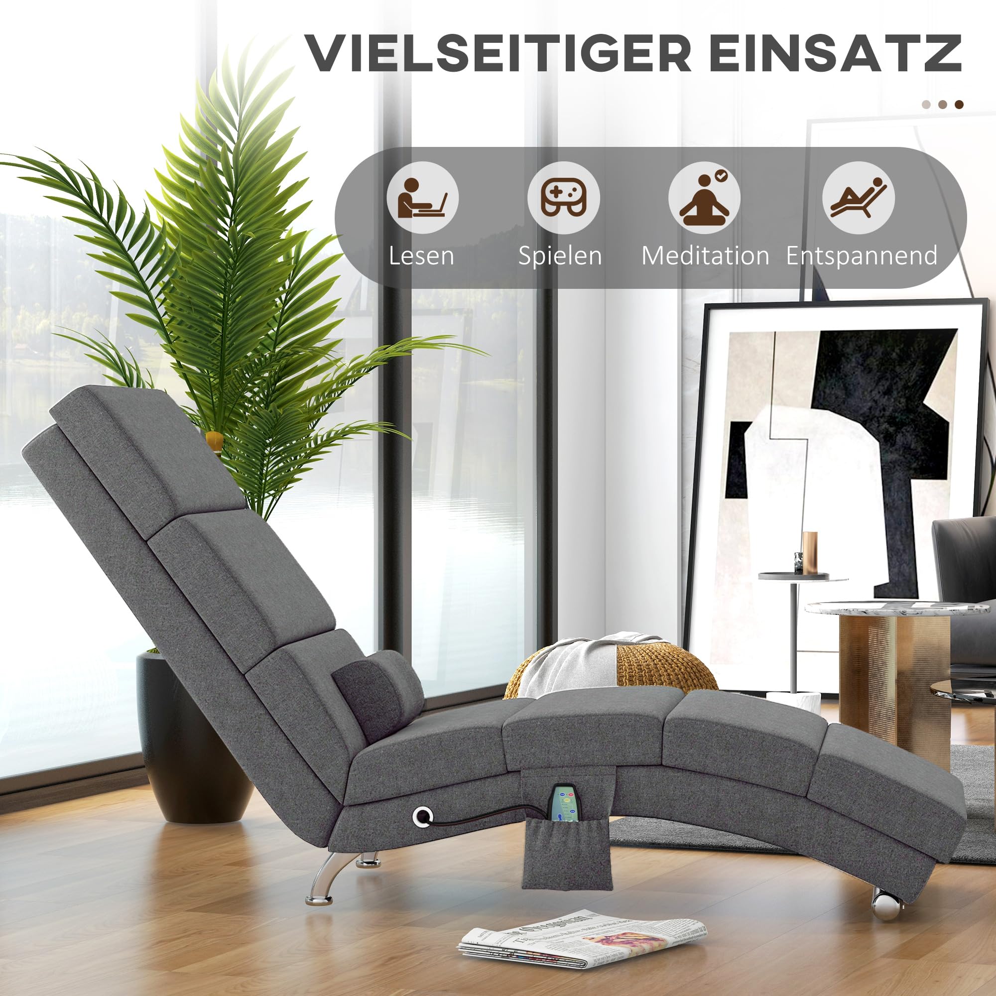 HOMCOM Relaxsessel Elektrisch Fernsehsessel mit Liegefunktion, Dunkelgrau
