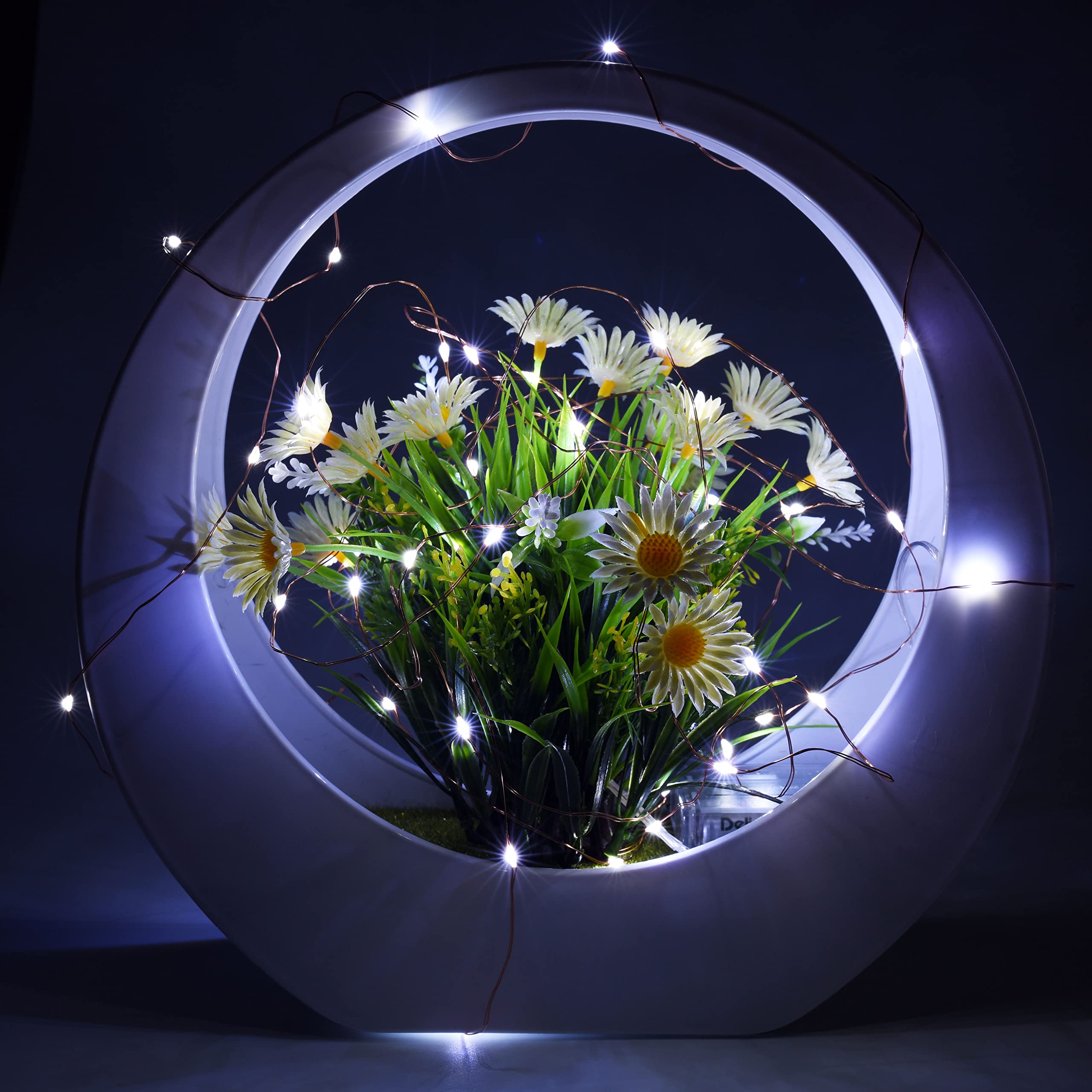 Karlling Lot de 10 guirlandes lumineuses à piles de 4,8 m pour décorations de Noël d'intérieur avec 8 modes clignotants et minuterie marche/arrêt de 8 à 16 heures (blanc)
