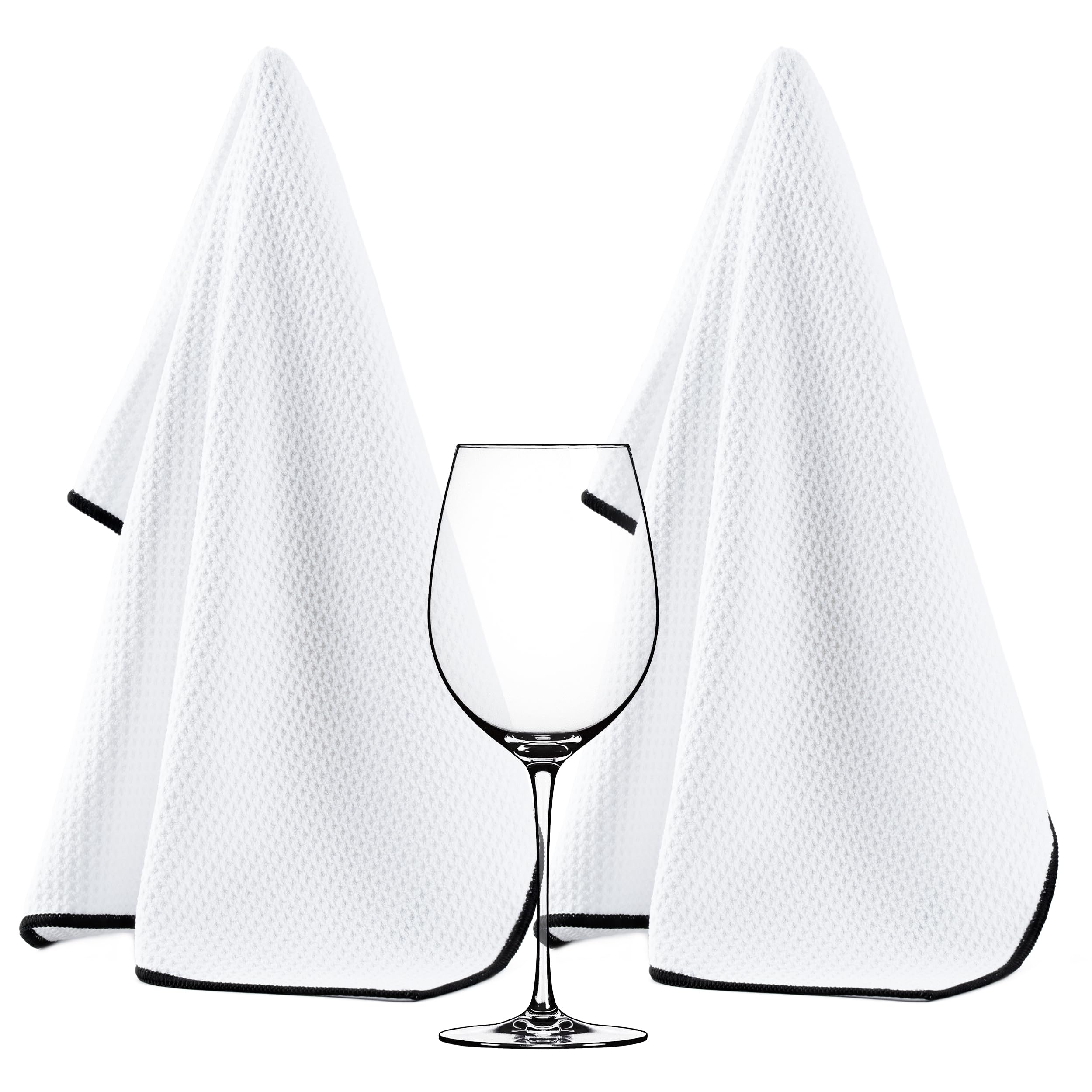 POLYTE Microfibre Waffle Wine Glass Fine Polish Cloth 45.7x71.1 cm, 2 Pack