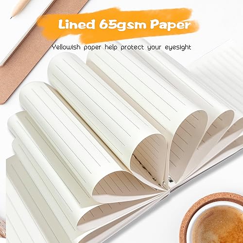 Miniatura 6 de Paquete de 24 cuadernos en espiral A5 a granel con cubierta de estraza, cuadernos de viaje de papel rayado de 8 x 5.5 pulgadas, cuaderno de