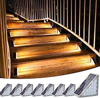 Vista 11 de VOLISUN Paquete de 12 luces solares para escaleras, 7 colores fijos, luces solares para escalones al aire libre, impermeables, IP67, luz LED