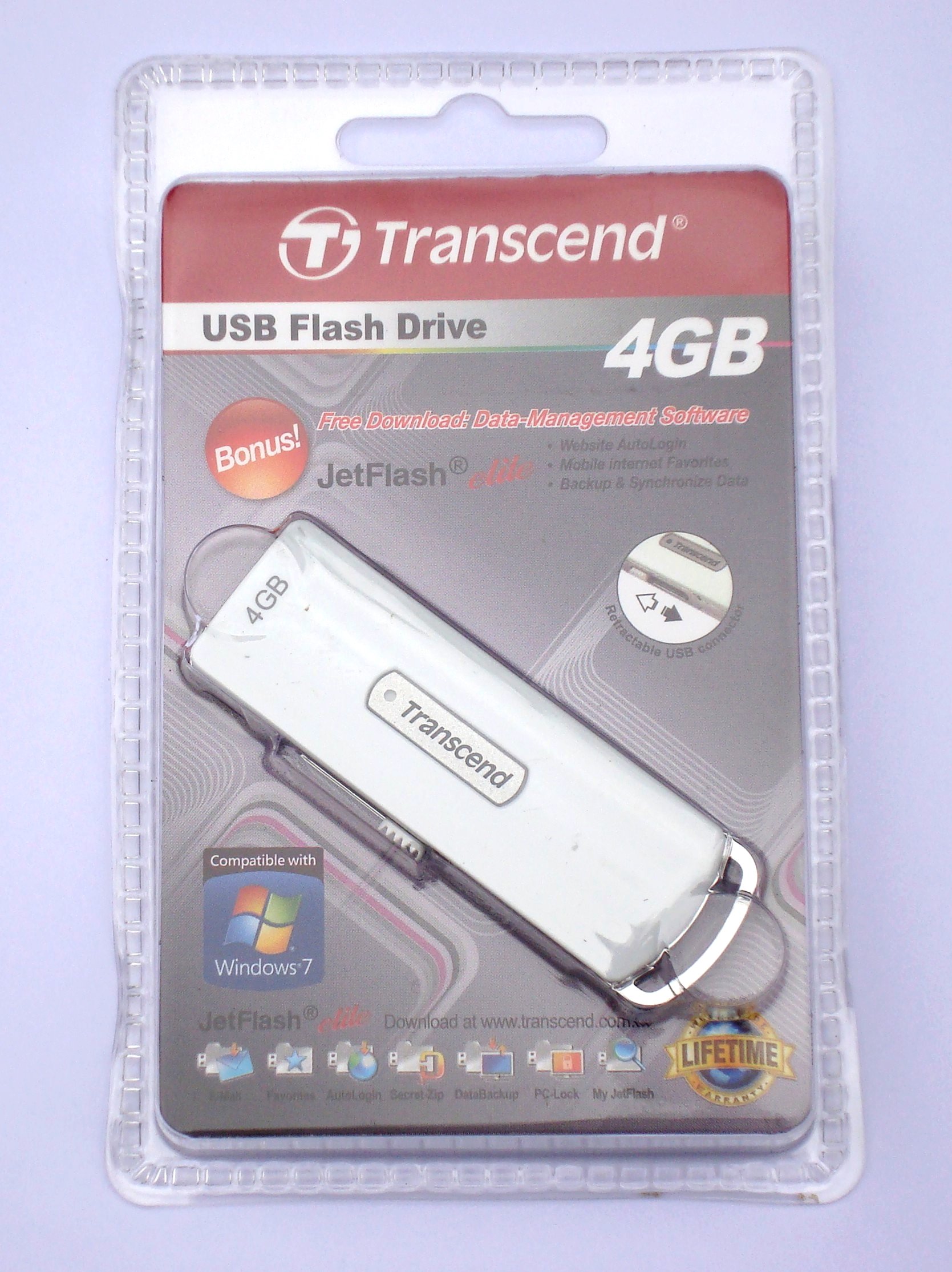 Transcend JetFlash V10 - 4 GB USB 2.0 Flash Drive TS4GJFV10 (White
