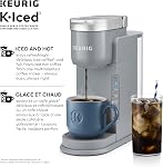 Cafetière à dosette K-Cup Keurig K-Iced à portion unique, avec bouton-poussoir bleu simple pour infusion sur glace, Gris