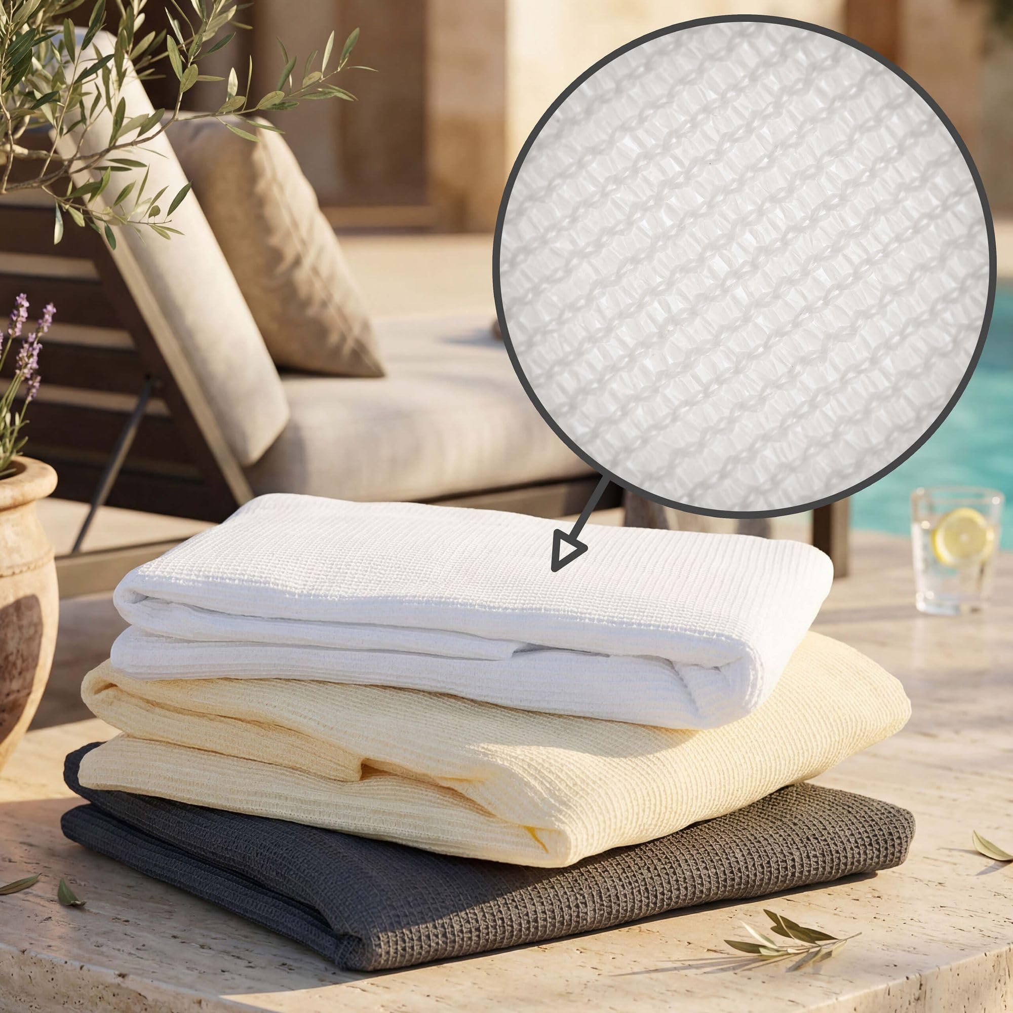 Żagiel przeciwsłoneczny prostokątny 3 x 5m, 180g/m² Biały HDPE | Ochrona przeciwsłoneczna na taras, ogród, balkon i kemping, żagiel przeciwsłoneczny z ochroną UV