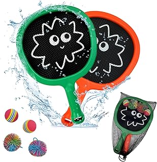 Portable Paddles and Bouncy Balls Set for Kids or Adults’ Indoor Outdoor Activities, Sport Game for Beginner or Intermediate Fun Play, Swing Racket in Beach Pool Backyard Playground Lawn Park or Court