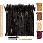 DAIXI 10 Inch 100 Strands 100% Real Human Hair Dreadlock Extensions for Man/Women Full Head Handmade 0.8cm Thickness Can Be Dyed and Bleached Dreadlocks Bulk with Needle and Comb