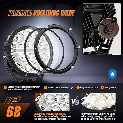 Vista 82 de Nilight Luces LED redondas de 3 pulgadas para motocicleta, 2 unidades, luz antiniebla LED puntual de 1550 lm, luz de zanja auxiliar EMC integrada 2