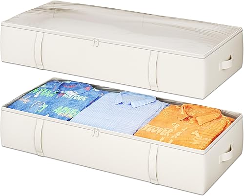 Miniatura 13 de Paquete de 2 Contenedores de Almacenamiento Debajo de la Cama, 8 Pulgadas de Alto Contenedor Organizador de Almacenamiento de Ropa Debajo de la Cama