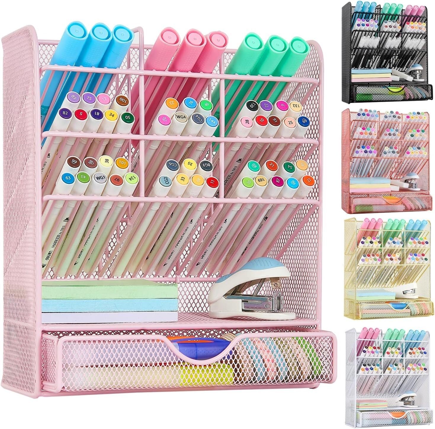 Metalowy organizer na biurko | Wielokolorowe biuro domowe 20x9x25cm: Utrzymuj porządek na biurku(D)