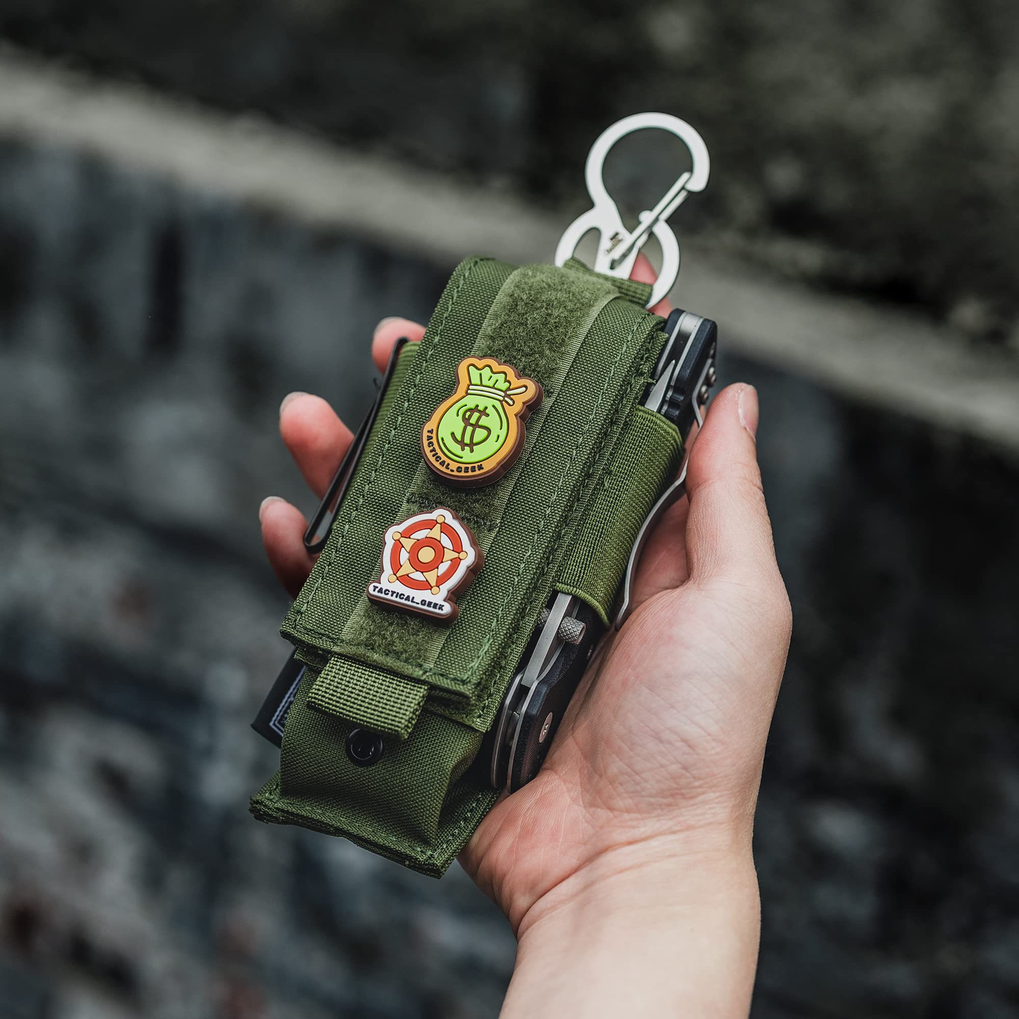 TACTICAL GEEK EXT8 MOLLE Funda para un Cargador de Pistola Funda táctica para Cargador de Pistola Funda para Cargador de Pistola Bolsillo para Herramientas Funda para Cargador de 500D Nylon